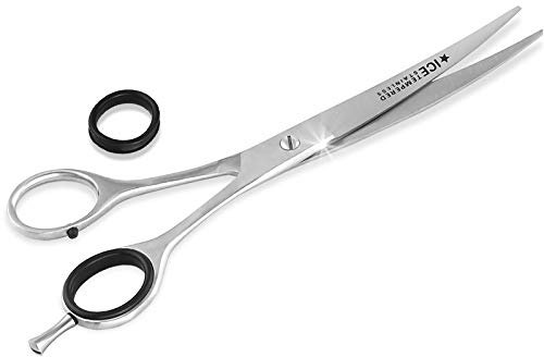 Haarschere Friseurschere 7 Zoll 17,78 cm - Einseitige Mikroverzahnung - Gebogene Schnittfläche