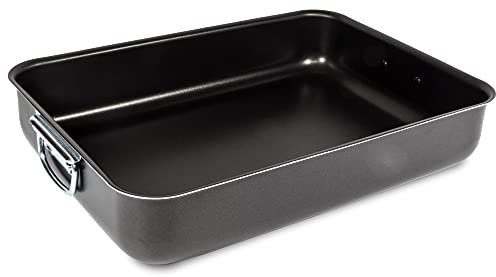Alluflon Costanza Rustidera de Horno, Lasagnera, Diámetro 40x28 cm, Aluminio, Negro