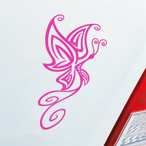 Hellweg Druckerei Autoaufkleber Schmetterling JDM Butterfly Tribal Tattoo | Sticker Pink ca. 13 x 8 cm freigestellter Aufkleber für Motorrad, Roller, Laptop klebt auf glatten Oberflächen