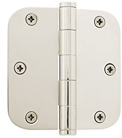 Grandeur Hardware 819965 3.5 Button Tip Residential Hinge with 5/8 Radius Corners in Polished Nickel, 3.5 x 3.5