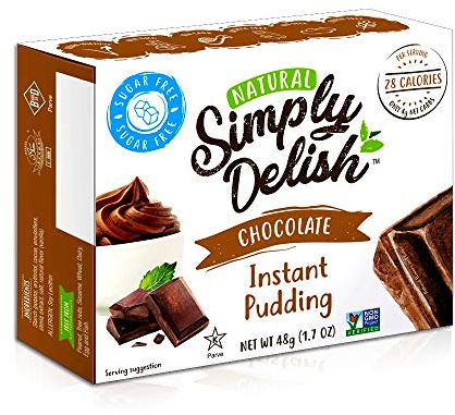 Simply Delish, Natural Pudding, and Pie Filling - Fat and Gluten Free, Vegan Sweet, Chocolate Flavour - Pack of 6, Sugar Free Pudding