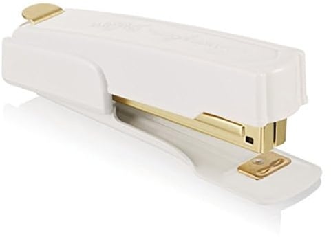 Swingline Vintage-Heftgerät, 20 Blatt Kapazität, staufrei, kompakt, integrierter Heftklammerentferner, Metall, Weiß und Gold (S7042301AZ)