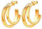 U7 Creolen Ohrringe 18k vergoldet Doppel C Offene Halbe Ohrringe mit 925 Silber Nadel anti-allergisch goldenfarben Damen Mädchen Vintage Modeschmuck Geschenk für Weihnachten Jahrestag