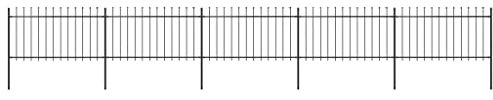 vidaXL Gartenzaun mit Speerspitze Stahl 892,5 x 100 cm Schwarz