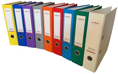 Pack of 10 A4 Assorted Colour Paperbacked Lever Arch Files by Janrax