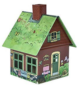 Crottendorfer - Räucherhaus Metall inkl. Räucherkerzenhalter - für Räucherkerzen Gr. M - Maße: 7,2 x 7,8 x 9,8cm - Motiv: Kunterbunt - Made in Germany