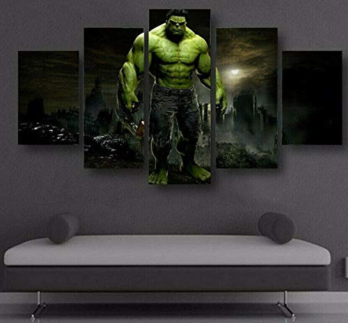 104Tdfc 5 Bilder Leinwanddrucke wandbild 5 teilig Leinwandbild Film Anime Hulk 200X100cm 5 TLG Kunstdrucke Skulpturen Küche Haushalt Möbel Wohnaccessoires