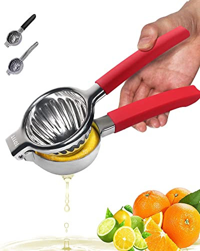 JOYIT Spremi Limone Manuale - Spremiagrumi Manuale in Acciaio Inossidabile, Spremi Lime con Tutti Gli Agrumi,Manico in Silicone, Anticorrosivo, Lavabile in Lavastoviglie (Rosso)