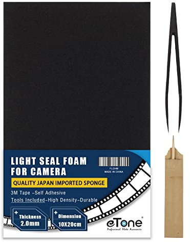 eTone Light Leak Proof Sponge High Density Foam Film Camera Replacement Light Seal Foam with Tongs for 120 135 Film Camera Large Format Camera Film Camera Accessories,2mm