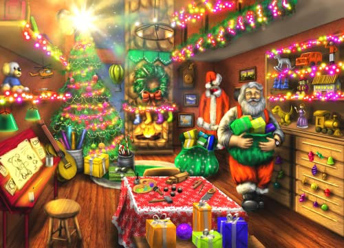 Brain Tree - Santa's Workshop 1000 Piece Puzzle for Adults: With Droplet Technology for Anti Glare & Soft Touch