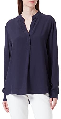 Seidensticker Damen Women Regular Longsleeve Viscose Bluse, Nachtblau(133512), 46 EU