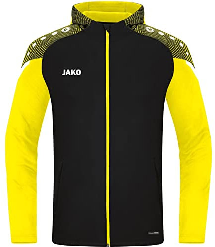 JAKO - Veste à Capuche Performante, Mixte, Noir/Jaune Doux, XL