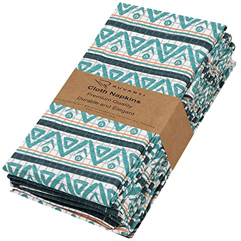 RUVANTI Stoffservietten, 100 % Baumwolle, waschbare Servietten, weich, saugfähig, 6er-Set, 45,7 x 45,7 cm Baumwollservietten für Partys, Weihnachten, Thanksgiving, Hochzeiten, Dinner-Servietten