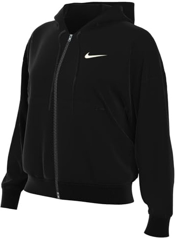 NIKE DQ5758-010 W NSW PHNX FLC FZ OS HOODIE Sweatshirt Women's Black/sail 2XL