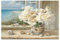 Goldfoilart Strandbilder Wandkunst Blumen Leinwand Gemälde Küste Szene Drucke Moderne Landschaft Blumen Gerahmtes Kunstwerk für Schlafzimmer Wohnzimmer Badezimmer Büro Wanddekoration 91,4 x 61 cm