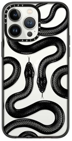 CASETiFY Kompakte Schutzhülle für iPhone 14 Pro Max [2 x Falltest in Militärqualität/1,2 m Fallschutz] – Black Kingsnake – Transparentes Schwarz