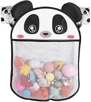 YPLonon Badewannenspielzeug Aufbewahrung Panda Netz Badewanne Spielzeug 45 x 35cm Aufbewahrung Spielzeugnetz Badenetz für Spielzeug mit 2 Stück Panda Selbstklebend Haken