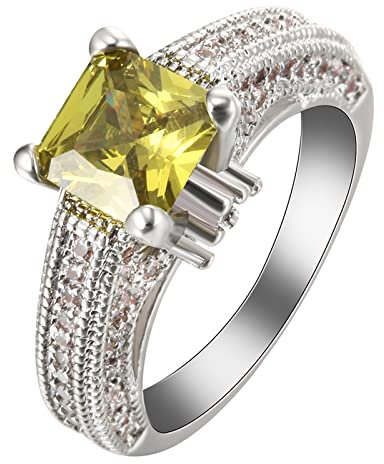 Whoiy Trauringe Viereckig, Ring Gravur Silber Eheringe 54 (17.2) Verlobungsring für Frauen