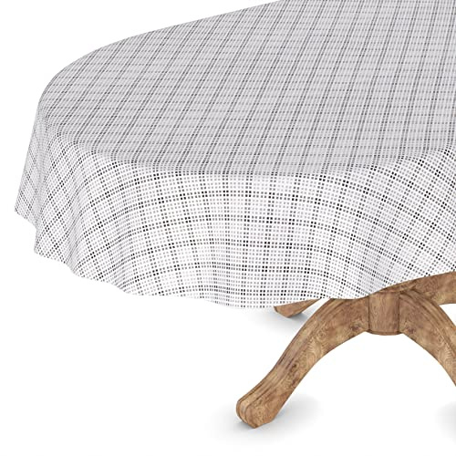 Wachstuchtischdecke Wachstischdecke Tischdecke abwaschbar Gartentischdecke Wachstuch Eckig rund oval Oval 140 x 180cm Schnittkante Pixel Karo Grau