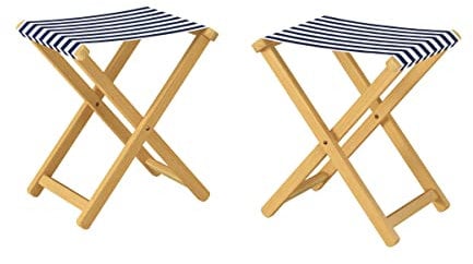 Erst-Holz Klappbarer Gartenstuhl Buche Natur Stoff blau-weiß V-10-216N-17