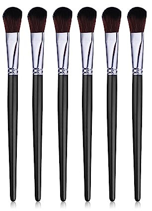 6 Pcs Mop Brush for Acrylic Painting, 1 Inch Oval Blending Brushes Artist Paint Brushes for Acrylic Watercolor Oil Painting Face Body Art, Black