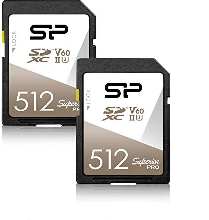 Silicon Power - Confezione da 2 schede di memoria SDXC Superior Pro UHS-II V60 R/W fino a 280/170 MB/s