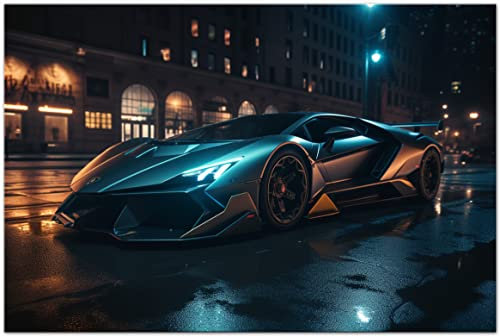 Printonia Leinwand-bild 120x80cm Lamborghini Terzo Millennio Sportwagen Abstrakt Art Bilder Dekoration Wandbild Kunstdruck Automobil Deko