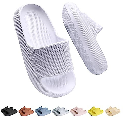 Buwege Claquette Enfant Chausson Antidérapant Piscine Fille Garçon Pantoufle Plage Bain Doux Plat Maison Sandales Blanc Pur 33 EU