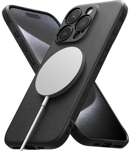 Ringke Onyx Compatible con Funda iPhone 15 Pro MAX y Compatible con MagSafe, Se Siente Bien en la Mano, Resistente al Aceite y la Suciedad, Cortes Individuales para la Cámara - Magnetic Black