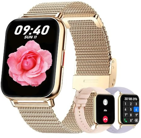 Colesma Montre Connectée Femme avec Appel Bluetooth,1,85 Smartwatch avec 120+ Modes Sportifs Podometre, Moniteur de Sommeil Cardiaque, Montre Intelligente pour Android iOS Or