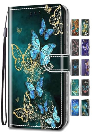 UCool For iPhone 14 Pro Max/iPhone 13 Pro Max 6.7 Case Flip Wallet PU Leather Dream Butterfly Floral Cute Animal Print Pattern Designe for Girls Boys Women Men Bumper Cover with Card Holder