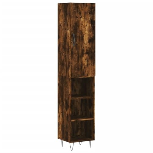 vidaXL Anrichte Eiche geräuchert, 34,5 x 34 x 180 cm, mehrschichtiges Holz
