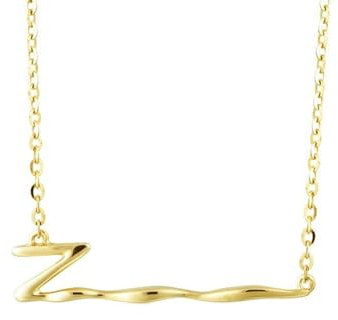 KnSam Echt Goldschmuck Kette Frauen Gold 375 9 Karat, Z Form Anhänger Halskette 18K Gold Statmentketten Gross Echt Goldschmuck 45cm