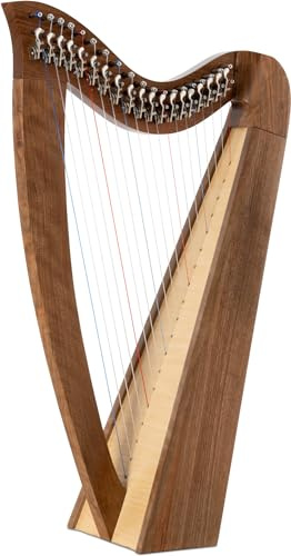 Classic Cantabile Keltische Harfe - Inkl. Tasche und Stimmschlüssel (19-Saiten, Walnuss)