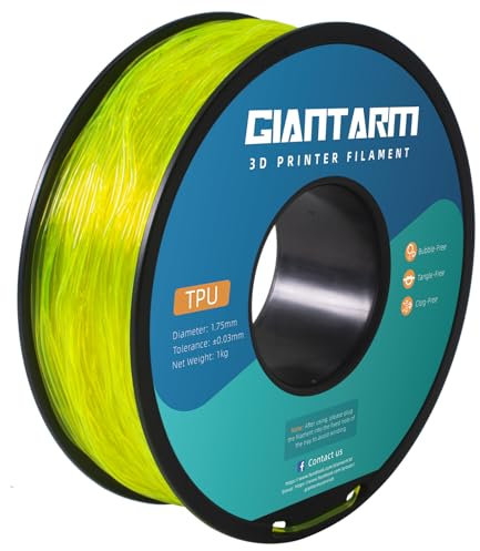 GIANTARM TPU Filament 1,75 mm für 3D-Drucker 1kg, Transparent Gelb