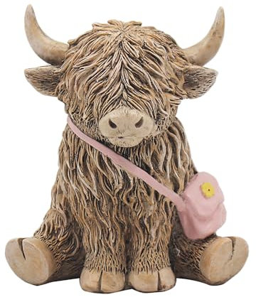 Lesser & Pavey Happy Highland, Highland Cow Handtaschenfiguren, Statuen für Heimdekoration, ideales Ornament, Freundschaftsgeschenk für Damen und Herren, schöne Tischdekoration und