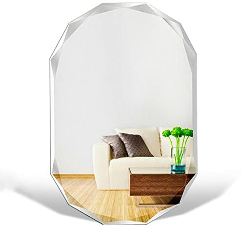 Rahmenloser ovaler Spiegel, Badezimmerspiegel, polierte Kante, dekorativer Wandspiegel für Badezimmer, Wohnzimmer, Schlafzimmer, explosionsgeschützter HD-Spiegel (Größe: 45 x 60 cm/17,7 x 23