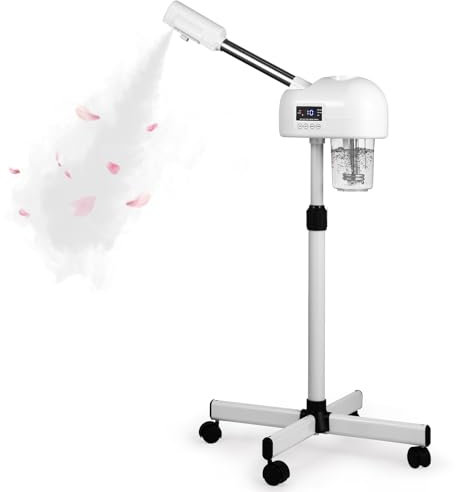 Hovinke Vaporizzatore facciale professionale con vapore facciale a vapore ionico con ozono ionico su ruote per uso domestico e spa salone di pulizia della pelle