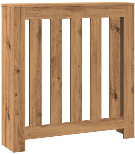 Gecheer Radiator Cover Wood Cabinet Heater Slats Covers Vertical Slats for Living Room Bedroom Radiator Shelf Wooden Kitchen Bedroom Cabinet Engineered Wood Artisian Oak 78x20x82 cm Engineered Wood