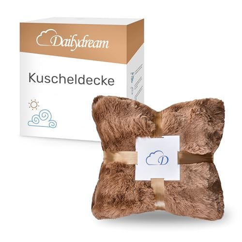 Dailydream Kunstfell Kuscheldecke - Wohndecke Warm Weich Luxus Tagesdecke, 150x200cm, Camel