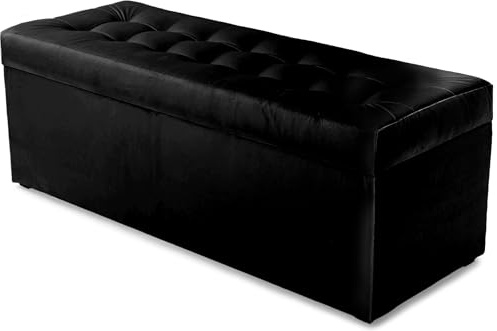 MG Design Polsterhocker 45 x 120 cm Schwarz mit Stauraum (ca. 140 L), belastbar bis 300 kg, sofort einsatzbereit & pflegeleicht – für Wohnzimmer, Schlafzimmer & Flur