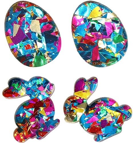 CALLARON 2 Paar Ei-Häschen-Ohrringe Raupe Kaninchen-Ohrringe Eier goldene Statement-Ohrringe Dekorationen hasen ohrringe cute earrings osterparty gefallen Frauen Ostern Ohrringe Acryl
