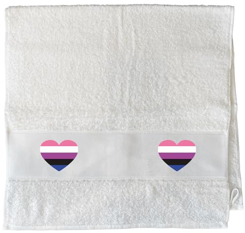 Huuraa Handtuch Genderfluid Pride Flagge LGBTQ Herz 50x100cm White Baumwolle Handtuch Geschenkidee
