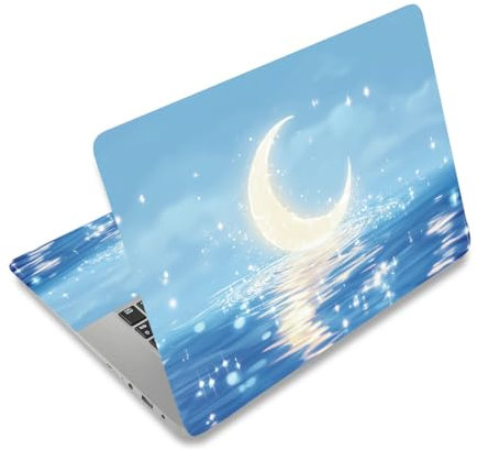 PLIGREAT Starry Moon Water Ripple Laptop Skin Sticker Stickers Fits 12 « 13 » 13.3 » 14 » 15 pouces Laptop Light Blue Universal Removable Vinyl Notebook Art Protector Netbook PC Cover Sticker