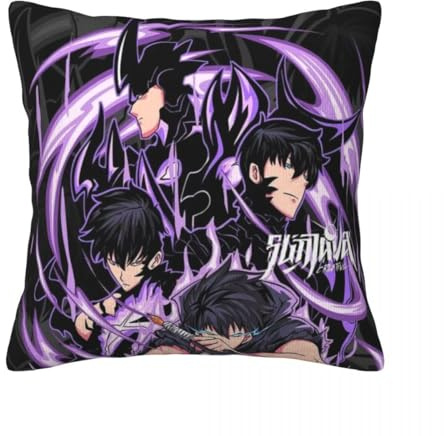 Sung Jin Woo Kopfkissenbezug Cha Hae-In Anime Druck Kissenhülle 45x45 cm – Anime Cushion Decorative Cushion for Sofa Couch, Bedroom, Living Room (ohne Kissenfüllung)