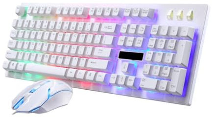 Angoily 1juego Teclado y Ratón Mecánico USB para Diseño Ergonómico y Retroiluminado para Kit Completo