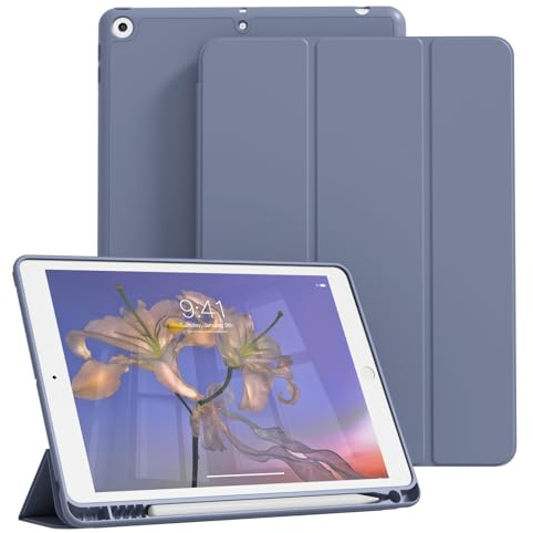 ZOPSGYU Coque pour iPad 9/8/7ème Génération 2021/2020/2019, Violet | pour iPad 10.2 Pouces avec Porte-Crayon, Étui Souple en TPU Antichoc, Ultra-fin et léger, Veille/Réveil Auto