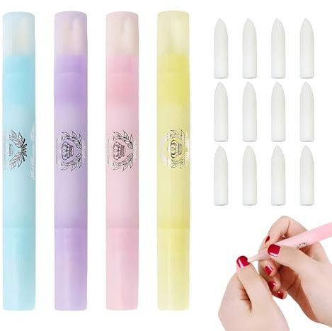 LKJAUOZ 4 Stück nagellackentferner stift mit Baumwollköpfen, nagellack korrekturstift Nail Art Maniküre Korrekturstiftemit 12 Austauschbaren Ersatzspitzen, Nagellack Korrekturstift