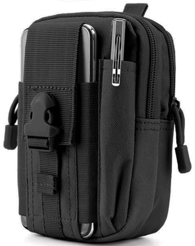 Favuit Tactical Molle Pouch, Compact Utility EDC Belt Waist Bag Molle Mobile Phone Belt Pouch Small Gear Organizer for Men Outdoor Hiking Camping Cycling Tools Accessories (Black)