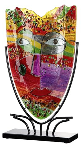 Glas Art Bodenvase Samos - Glas - oval - pink - Höhe 49cm x Breite 30cm - handbemalt - Nicht wasserdicht